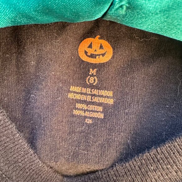 Black Boys M (8) T-Shirt With Neon Green Glow-In-The-Dark Skull Graphic 100% Cot - Picture 2 of 12